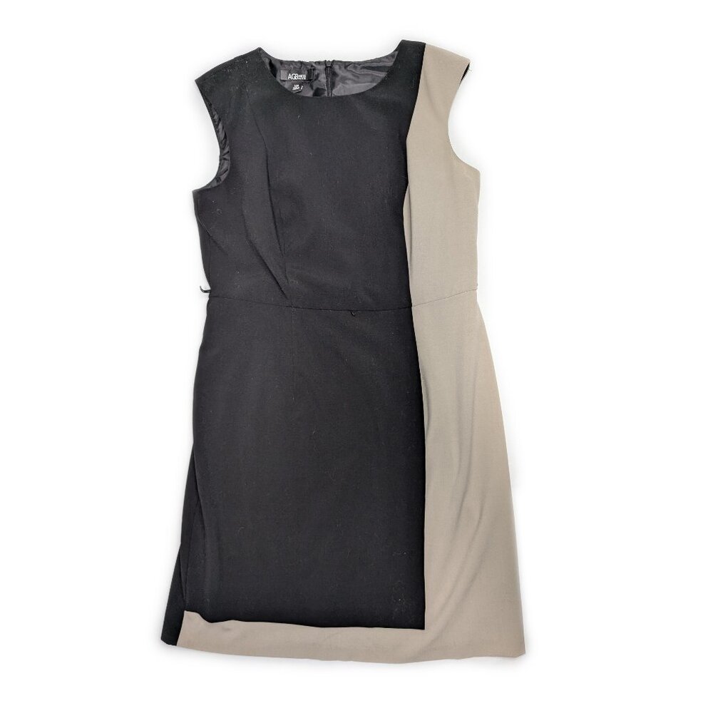 AGB Business Casual Petite Black and Tan Colorblock Sheath Dress Women's Sz 14P